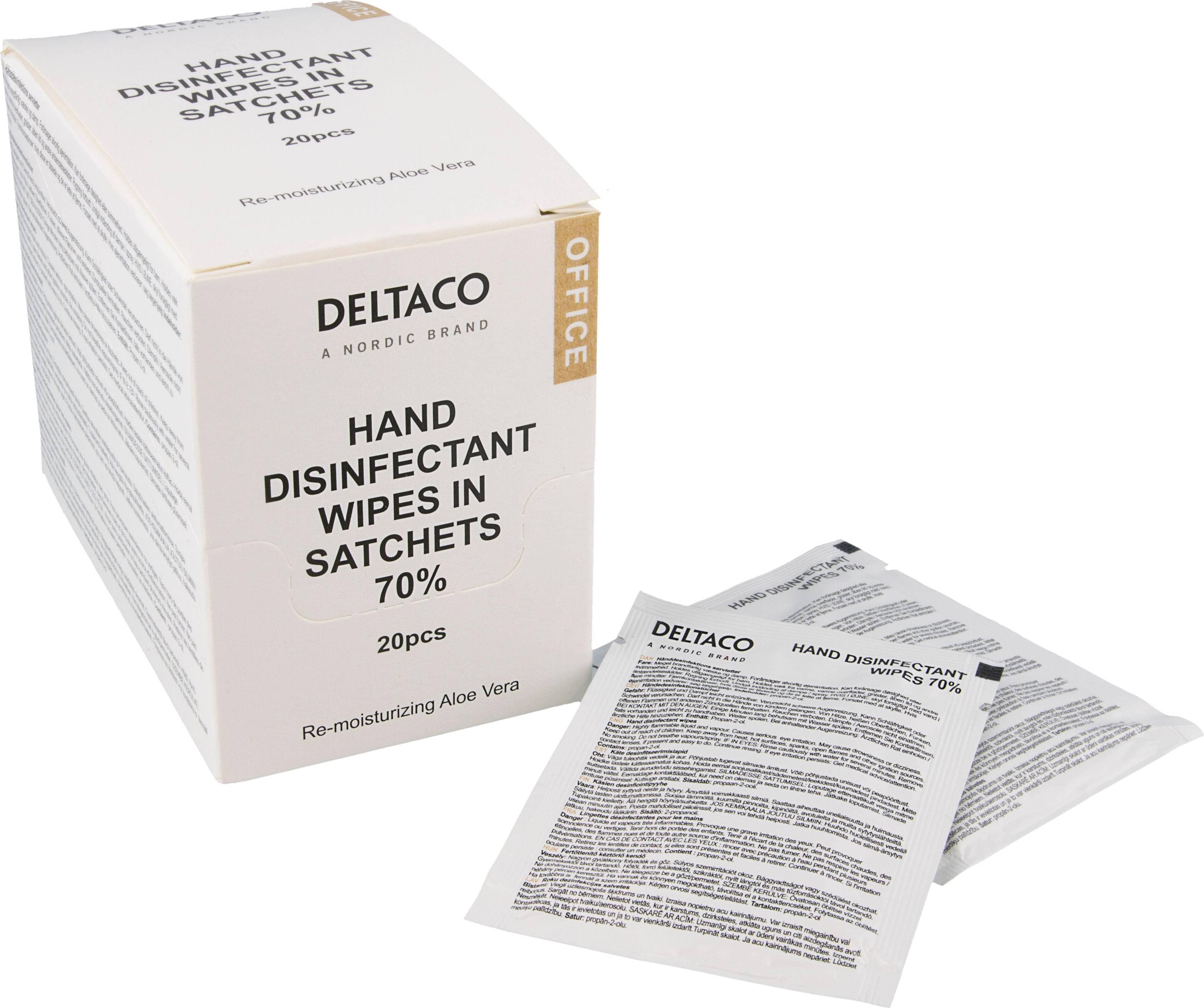 Deltaco Hand Disinfectant Wipes In Sachets Deltaco Office 20-pack