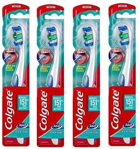 Colgate 360 Whole Mouth Clean Toothbrush Medium 4-pack