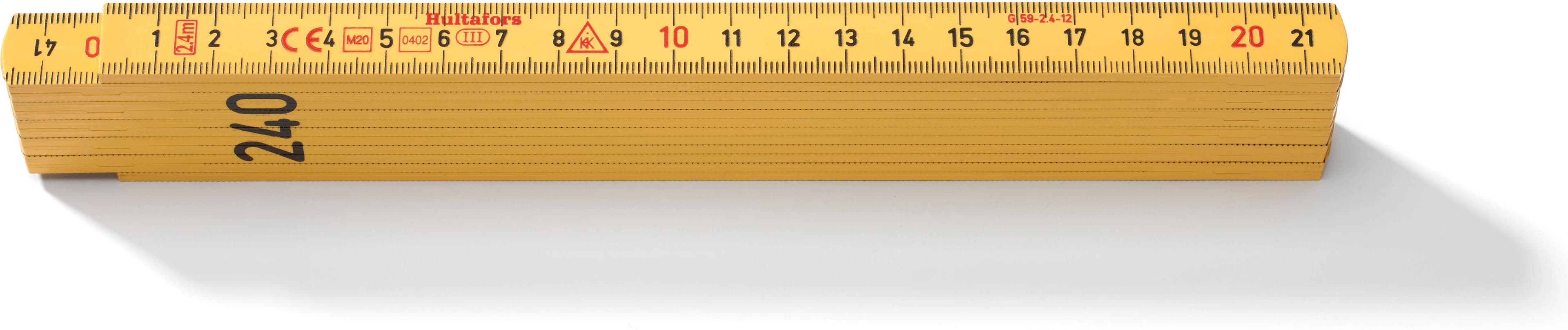 Hultafors Meterstok, Glasfiber, gul G 59-2.4-12 GU Måttband