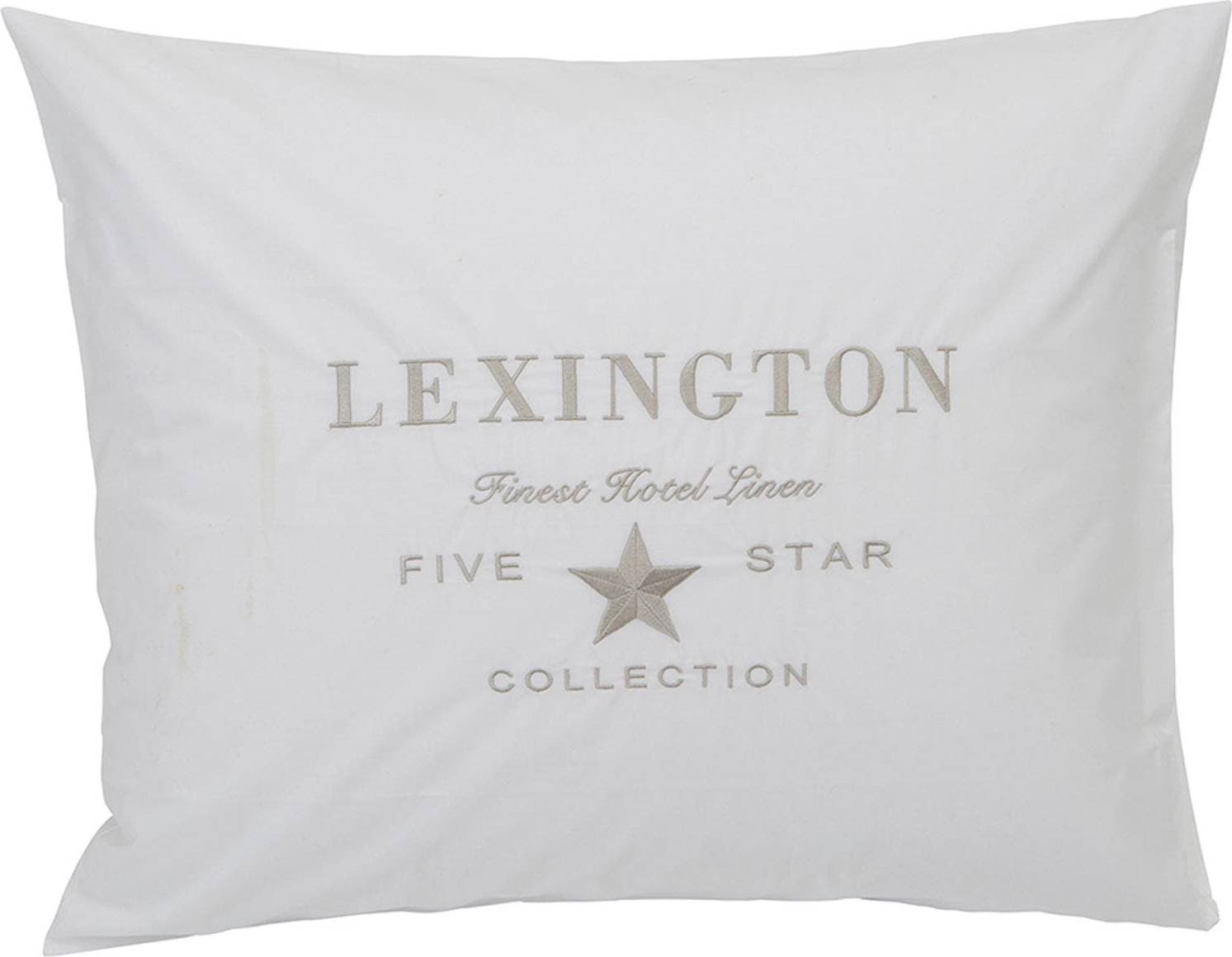 Lexington Hotel Embroidery Örngott Kuddöverdrag Beige, Vit (60x50cm)