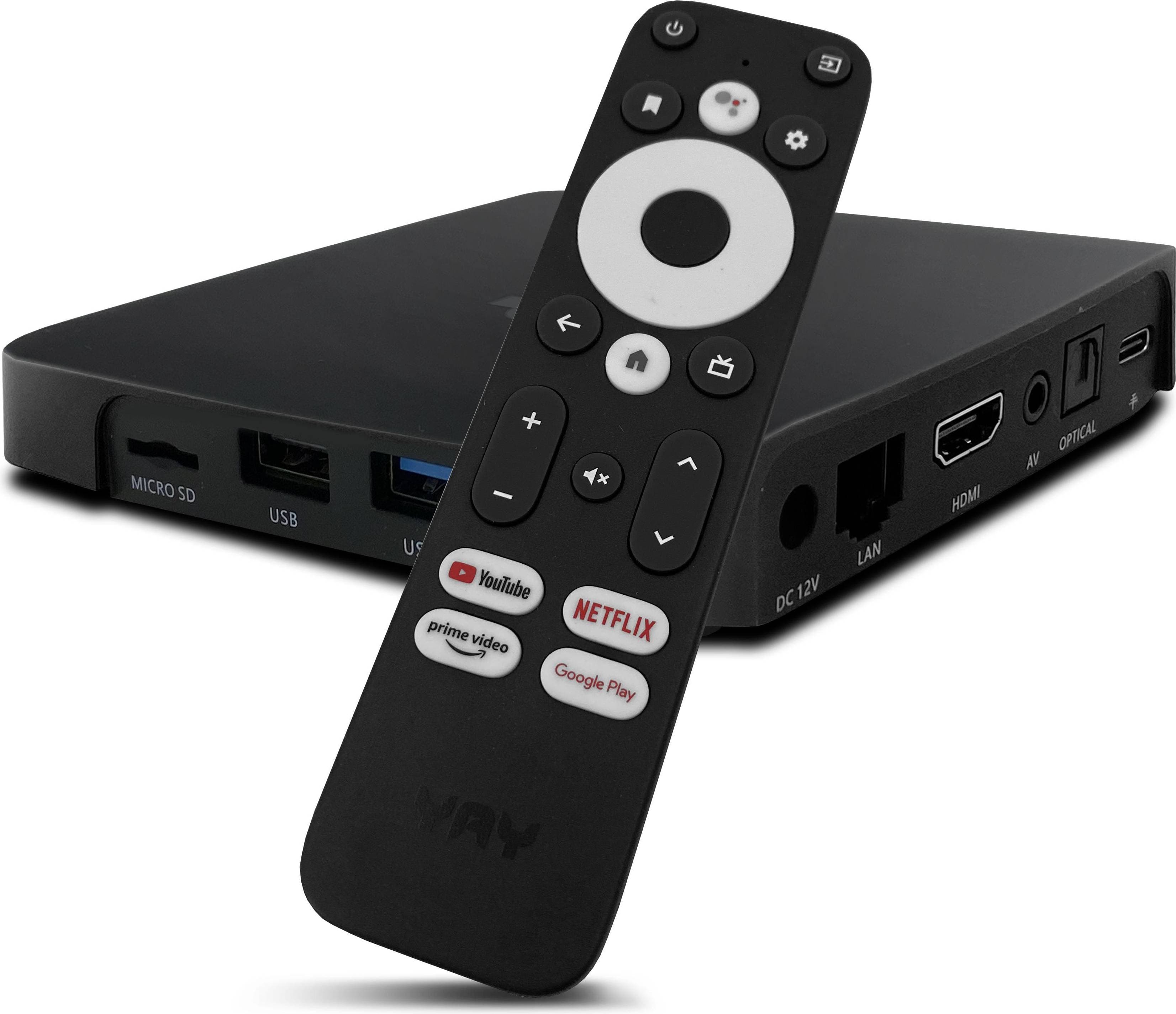 Marusys YAY GO Android TV HIGH-END 4K UHD streamingbox Android 10.0 och Chromecast integrerad – (Chromecast, HDMI, Netflix (4K) Prime Video (4K) Disney (4K)