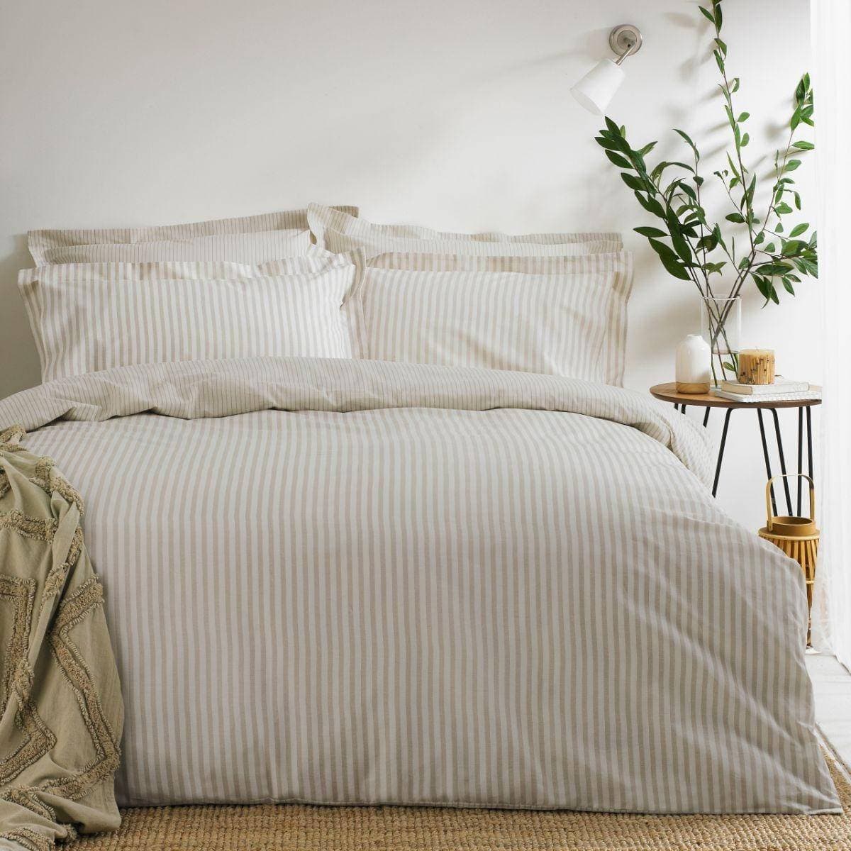 The Linen Yard naturliga Påslakan Gul, Beige, Natur
