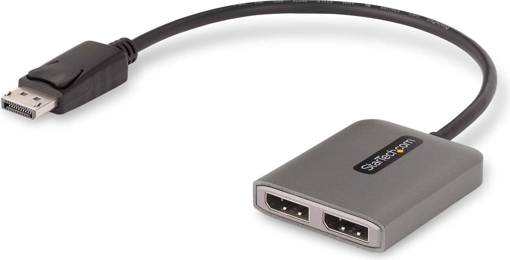 StarTech 2-Port DisplayPort MST Hub, Dual 60Hz, DP DisplayPort Adapter, DP 1.4 Multi-Monitor 1ft 30cm 0.3m