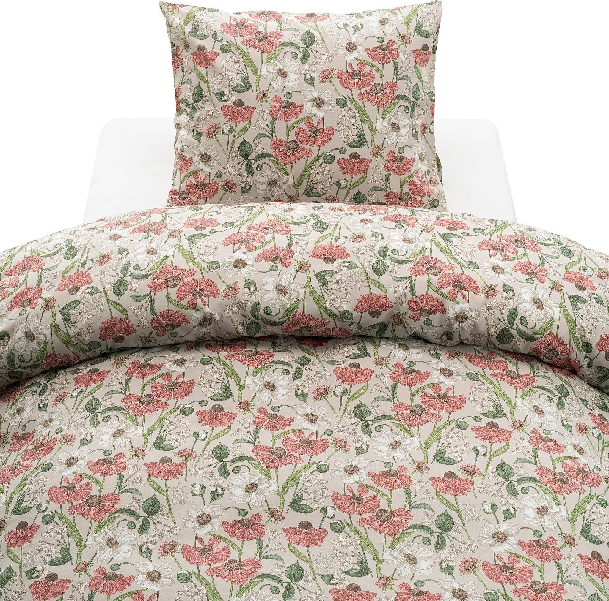 Borganäs Fleur 2 Delar Påslakan Vit, Rosa (210x150cm)