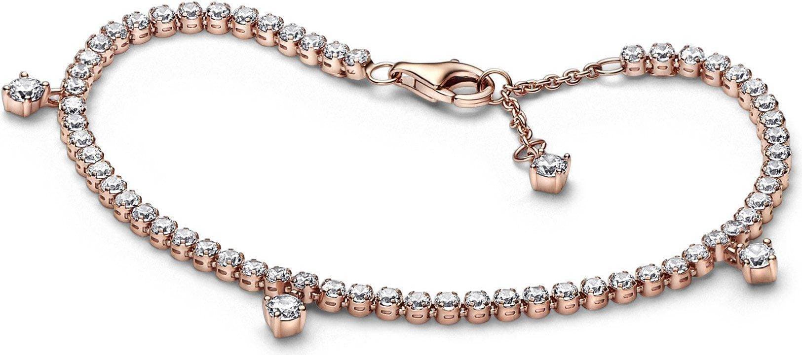 Pandora Sparkling Drops Tennis Bracelet - Rose Gold/Transparent