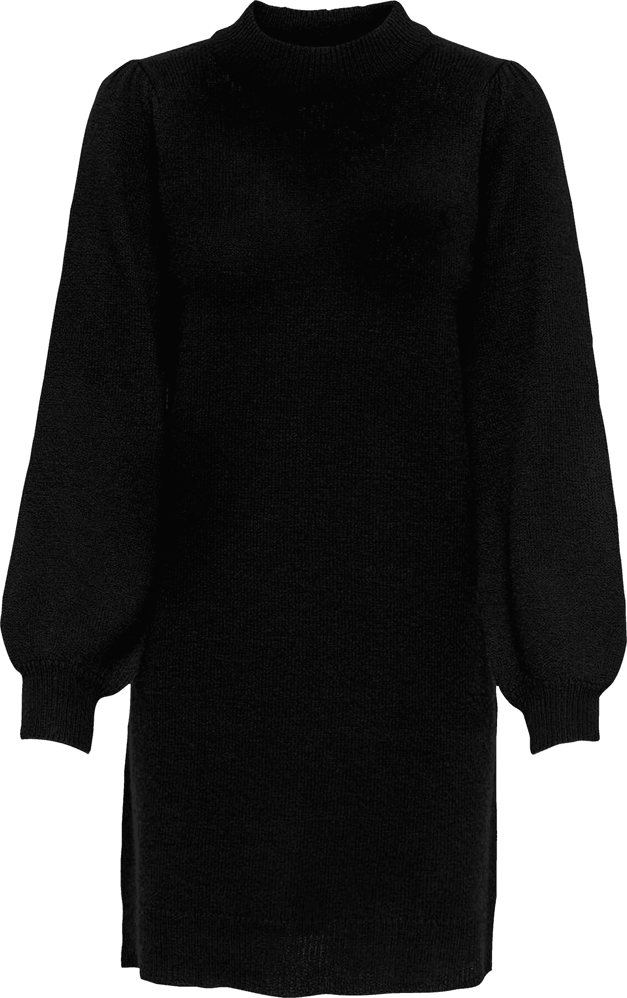 JDY Loose Fit High Neck Volume Sleeves Short Dress - Black