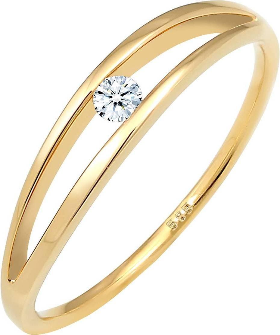 Elli Diamore damring förlovning vågor diamant (0,06 ct) 585 gult guld Gult guld, 52, colore: Guld, cod. 0606952217_52