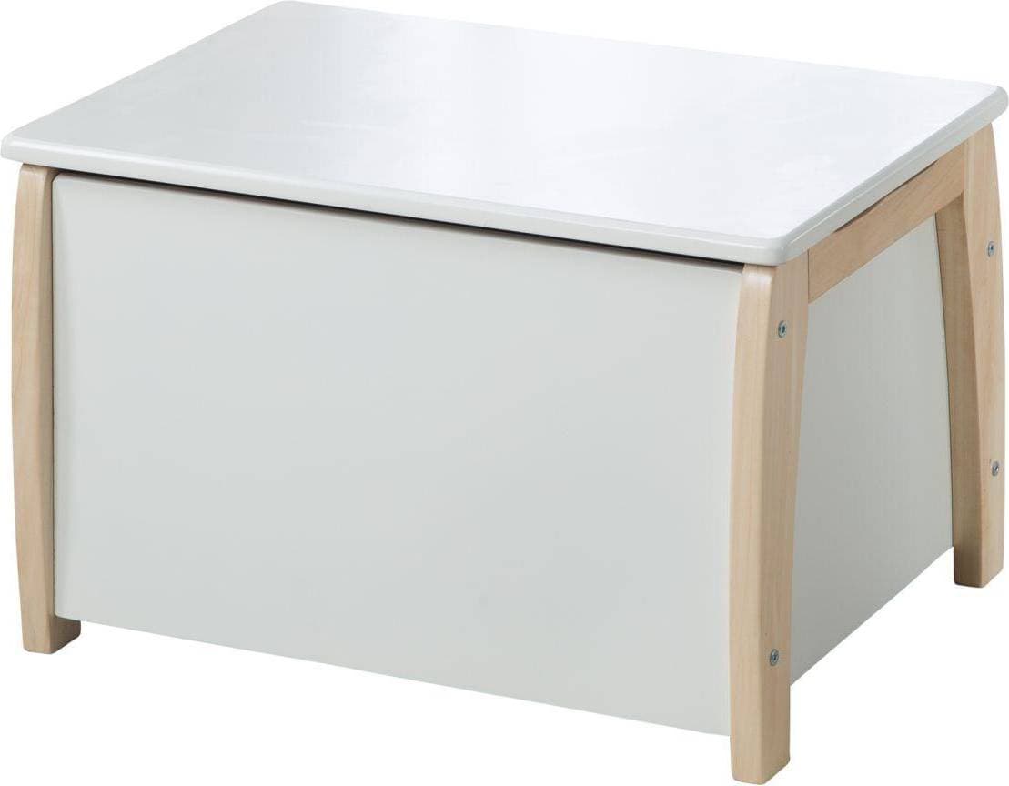 Roba Barnkista, leksakskista av massivt trä, vitlackerad, inklusive dämpningsbeslag