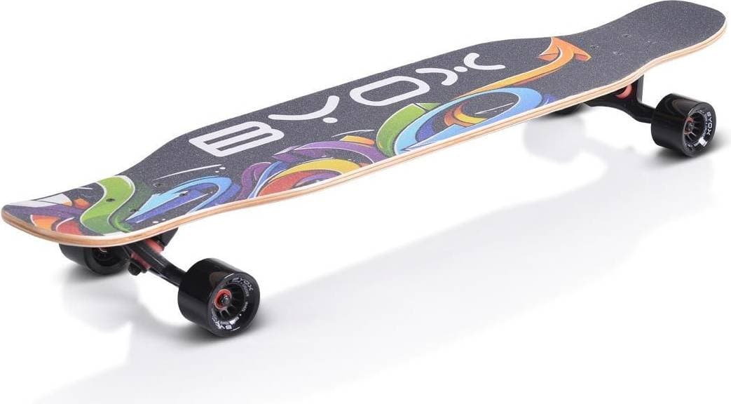 Byox Byox Skateboard longboard 42 tum dancing stil PU-hjul ABEC-9 upp till 100 kg rem, färg: svart