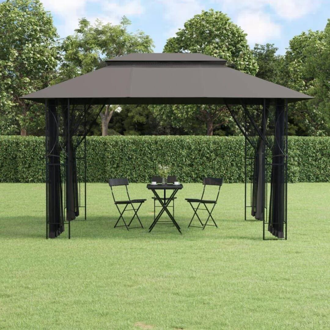 vidaXL Paviljong med sidoväggar antracit 400x300x270