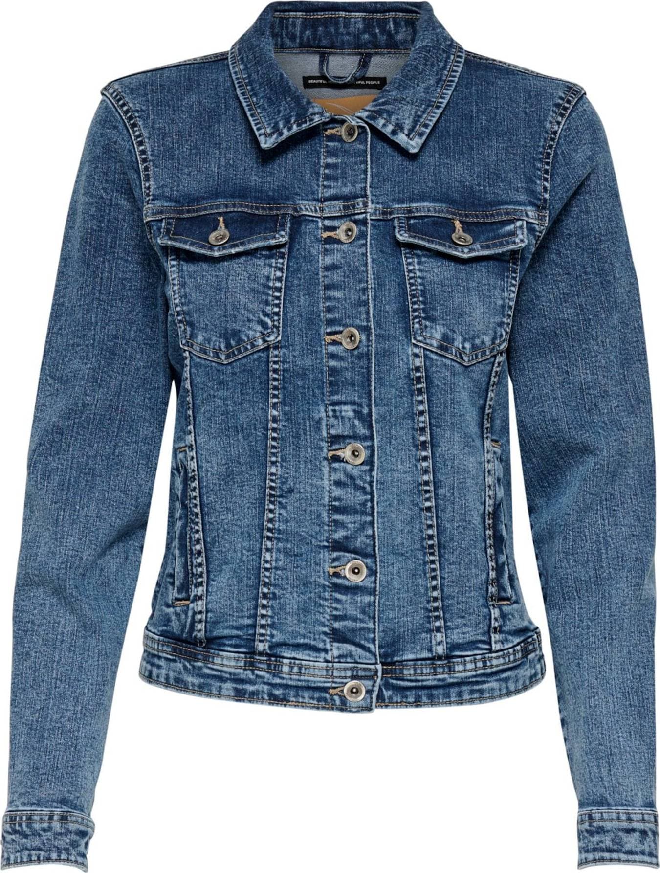 Only Tia Life Short Denim Jacket - Blue/Medium Blue Denim