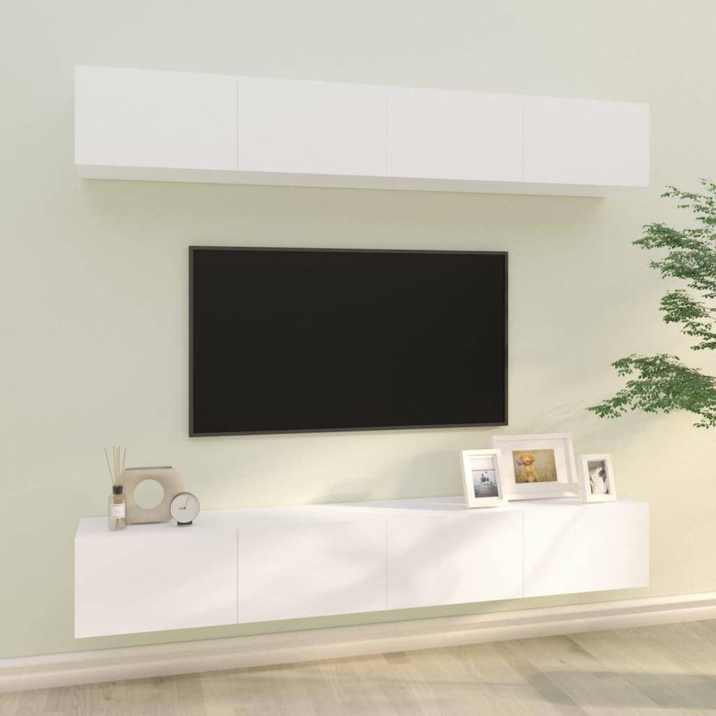 vidaXL Väggmonterade TV-Skåp 4 st Vita 100x30x30 cm Väggskåp 30x30cm