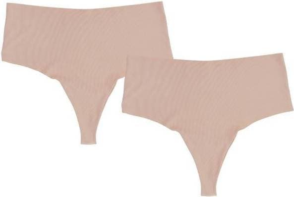 Pierre Robert Thongs Invisible High Waist Microfibre 2-pack - Powder