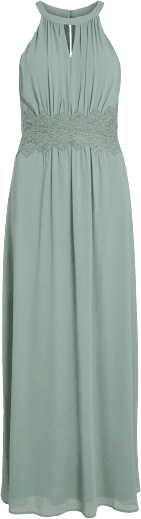 Vila Milina Pleated Halterneck Maxi Dress - Green Milieu