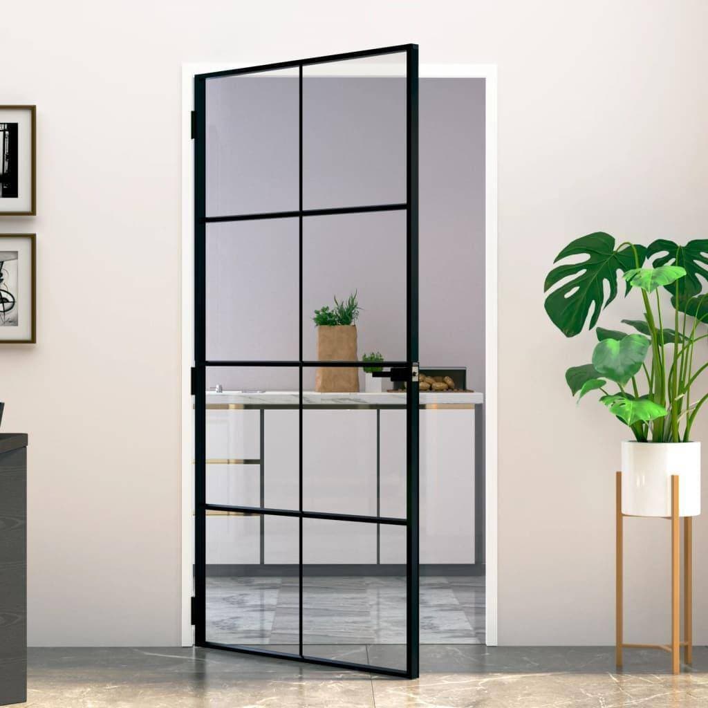 vidaXL Innerdörr Härdat Glas och Aluminium 102 201.5 cm Ytterdörr Klarglas (90x200cm)