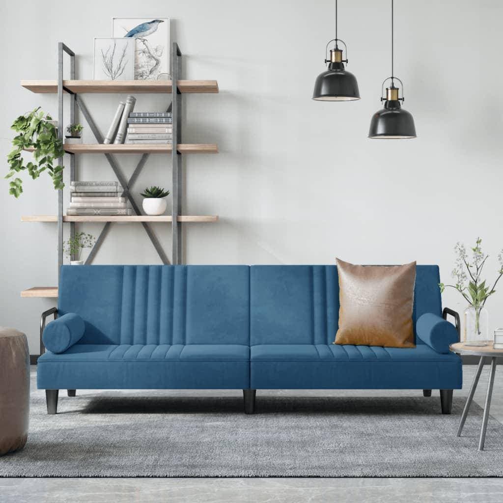 vidaXL med armstöd Sängsoffa 3-sits Sammet Blå Soffa 3-sits