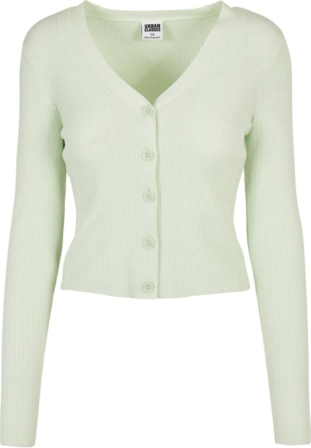 Urban Classics Ladies Short Rib Knit Cardigan - Lightmint
