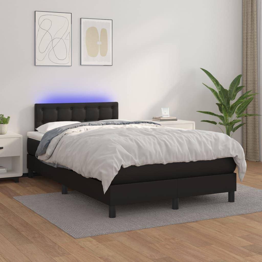 vidaXL Ramsäng med madrass & LED konstläder 120x200 cm Kontinentalsäng
