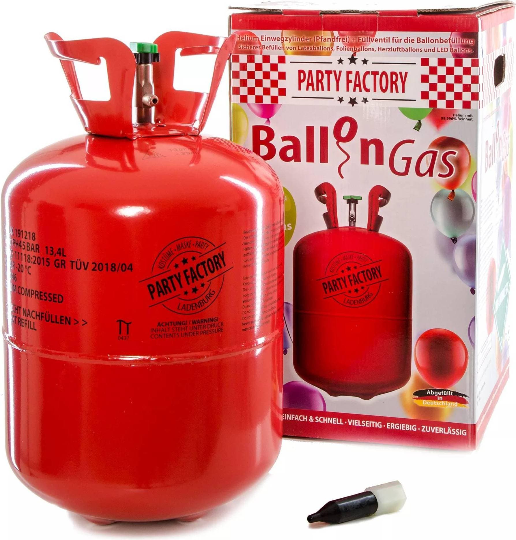 Party Factory Helium Gas Cylinders for 50 Balloons Red