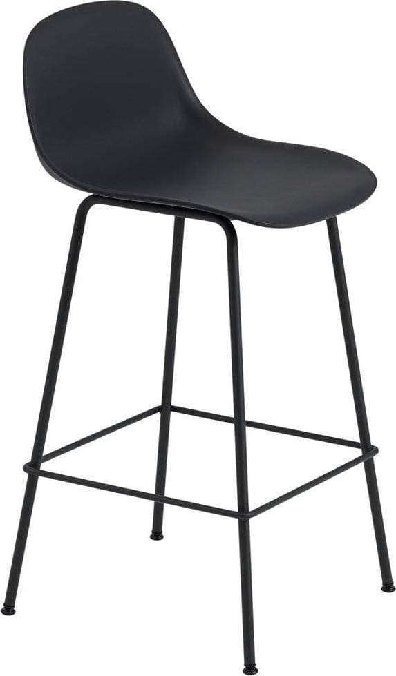 Muuto Fiber Tube Ryggstöd 65 cm Anthracite Black Barstol 87.5cm