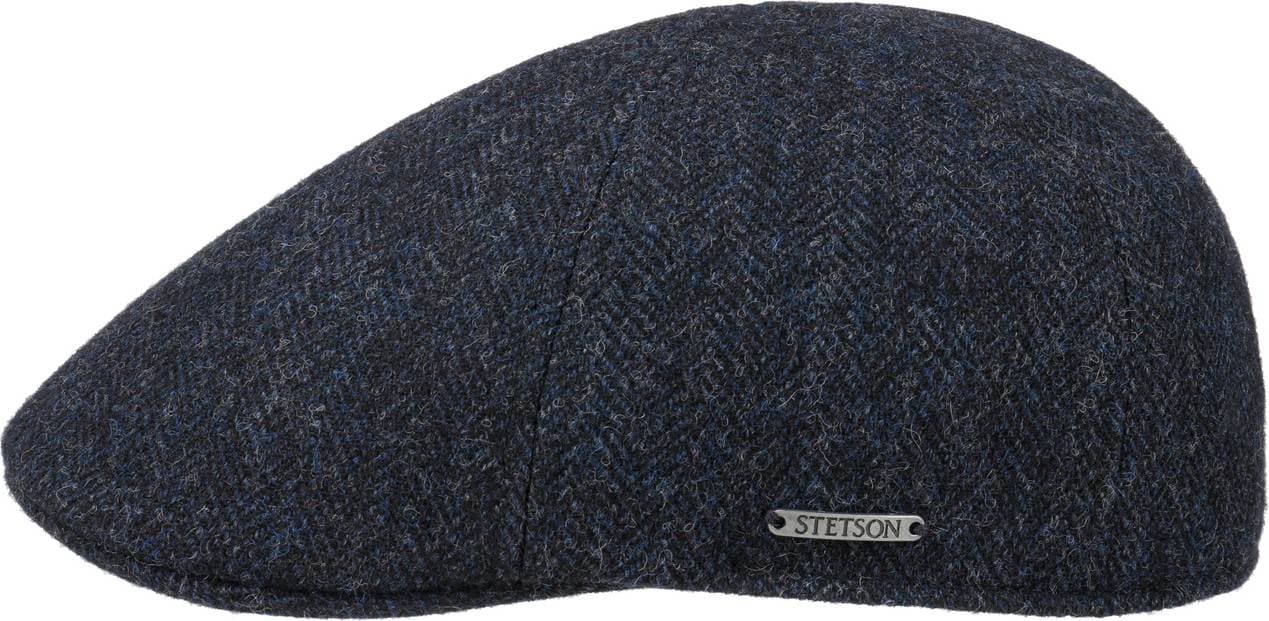 Stetson Gubbkeps Flat cap Texas Woolrich Herringbone mörkblå Storlek: cm