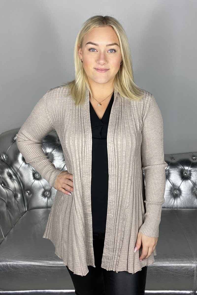 Freequent Lång, ribbad cardigan Claudisse