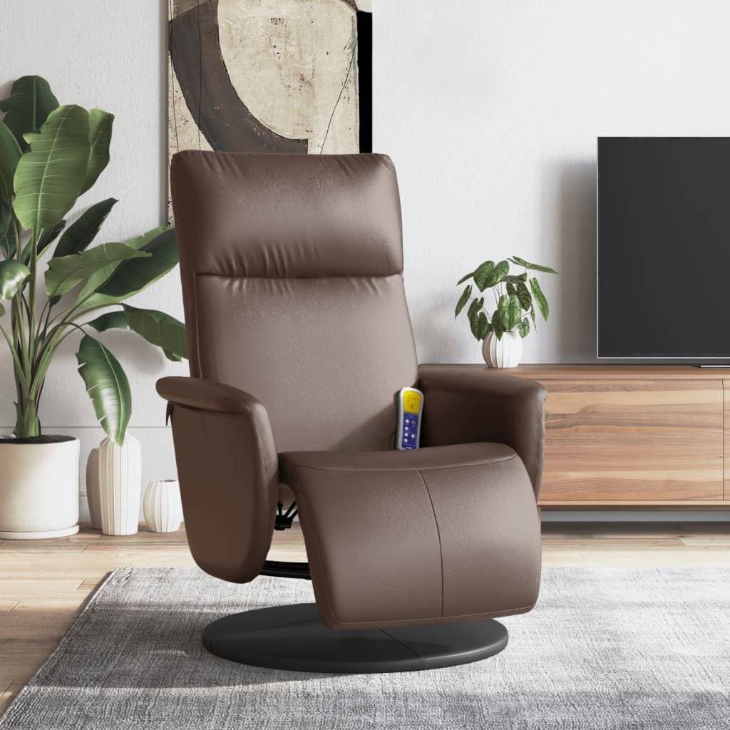vidaXL Massage Chair With Footrest Artificial Leather Brown