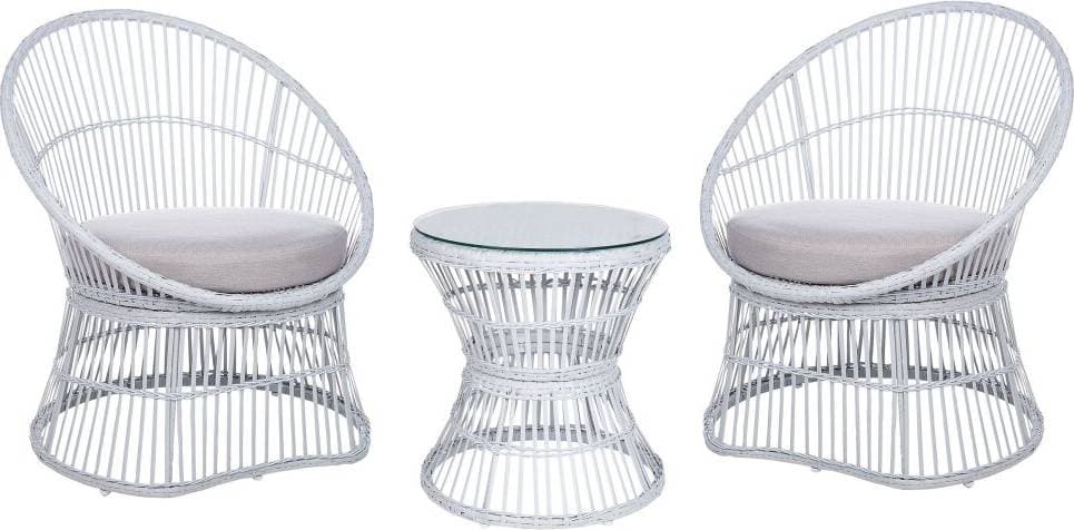 Beliani Cafeset Mesyna Balkonggrupp Balkongset Vit Beige Caféset