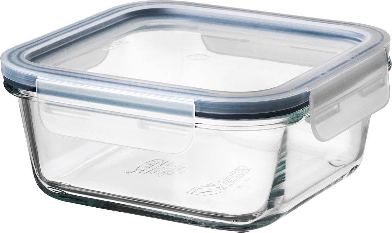 IKEA Med Lock Fyrkantigt Glas Plast 600 Ml Matlåda 60cl