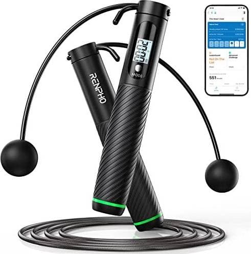 Renpho smart hopprep med disk, justerbara sladdlösa hopprep, APP-dataanalys, hastighetshopprep för fitness, träningsutrustning för kvinnor män, barn, crossfit, gym, MMA