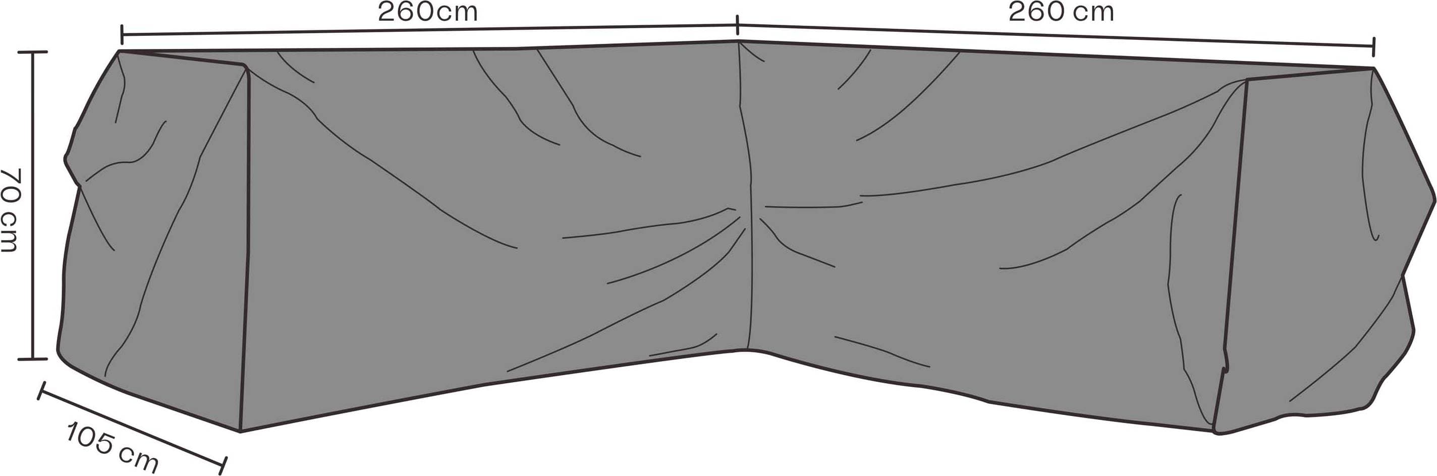 Brafab Hörnsoffskydd 260 x 70 x 105 cm Premium Sofföverdrag Grå