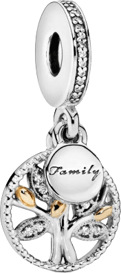 Pandora Sparkling Family Tree Dangle Charm - Silver/Gold/Transparent