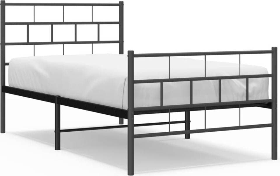 vidaXL Med Huvudgavel Och Fotgavel Svart Metall 90x190 cm Sängram