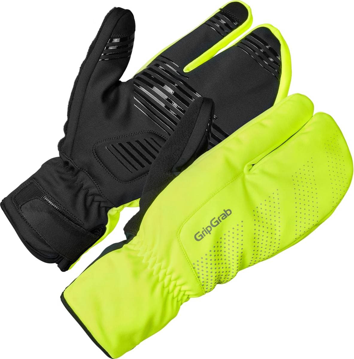 GripGrab Ride Windproof Deep Winter Lobster Gloves - Yellow/Hi-Vis