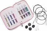 Knitpro Zing stickstiftset, rund, utbytbar, speciell 10 cm kort spets, Deluxe-set