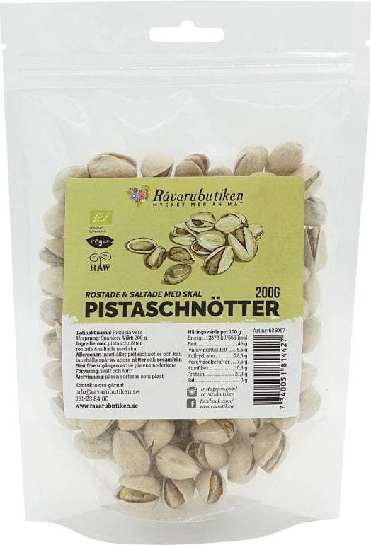 Råvarubutiken Pistaschnötter med Skal Rostade&Salta RB Eko 200g