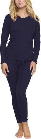 Damella Bamboo Plain Long Pyjamas Set - Navy