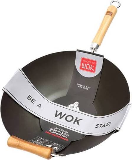 School of Wok Pre-Seasoned Carbon Steel 36 cm