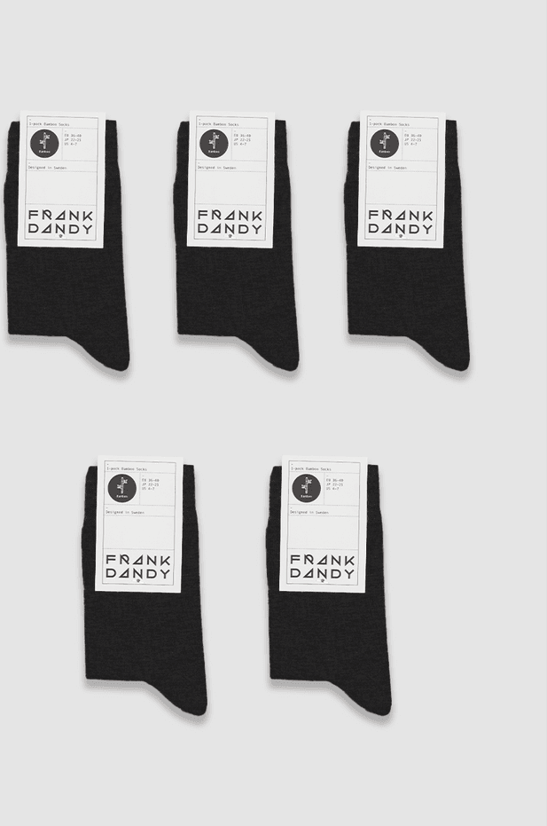 Frank Dandy 5-Pack Bamboo Solid Crew Sock Black