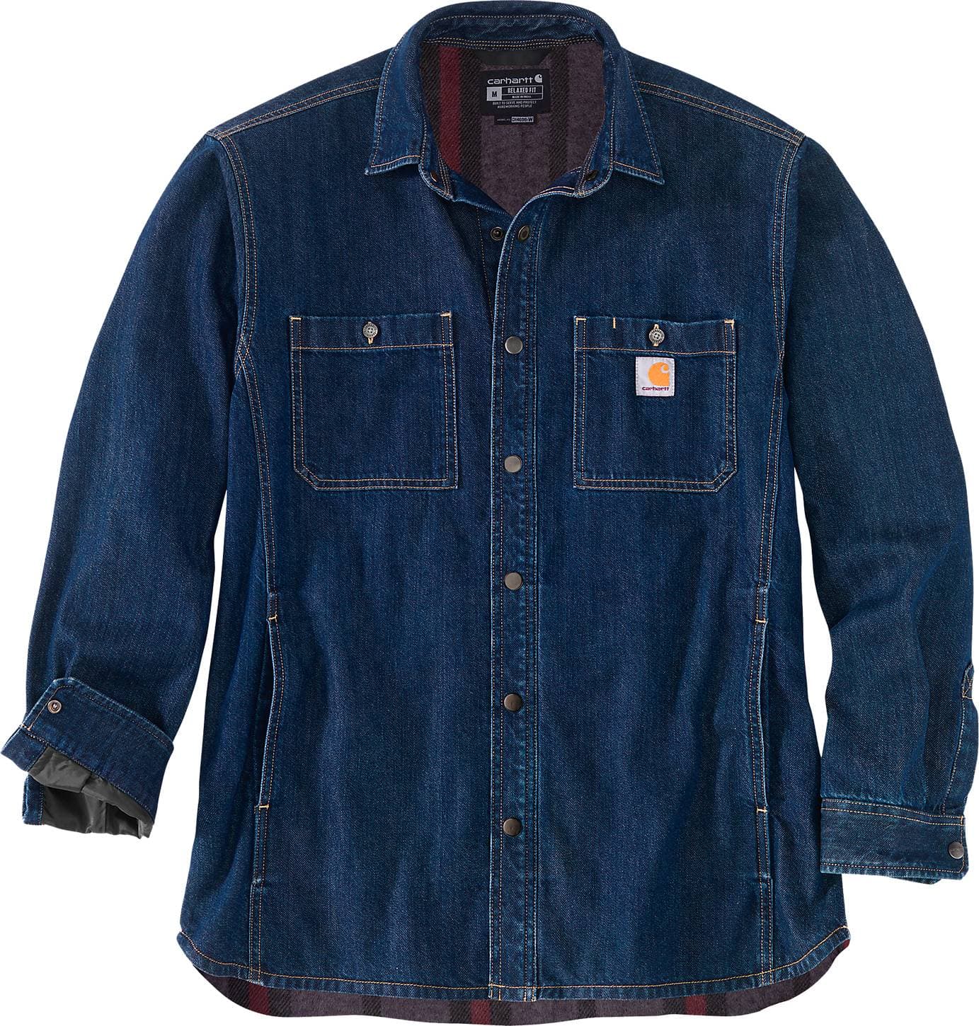 Carhartt Relaxed Fit Denim Fleece Lined Snap-Front Shirt Jacket - Glacier