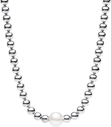 Pandora Beads Collier Necklace - Silver/Pearl