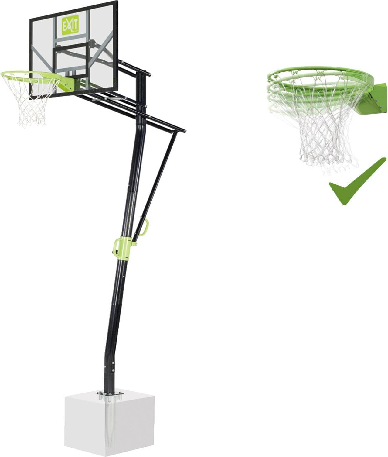 EXIT Galaxy Floor-Mounted Basketball Hoop with Dunk Ring - Green/Black