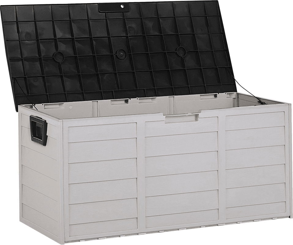 Beliani Trädgård Förvaringslåda Grå Svart Plast 112 x 50 cm med Handtag