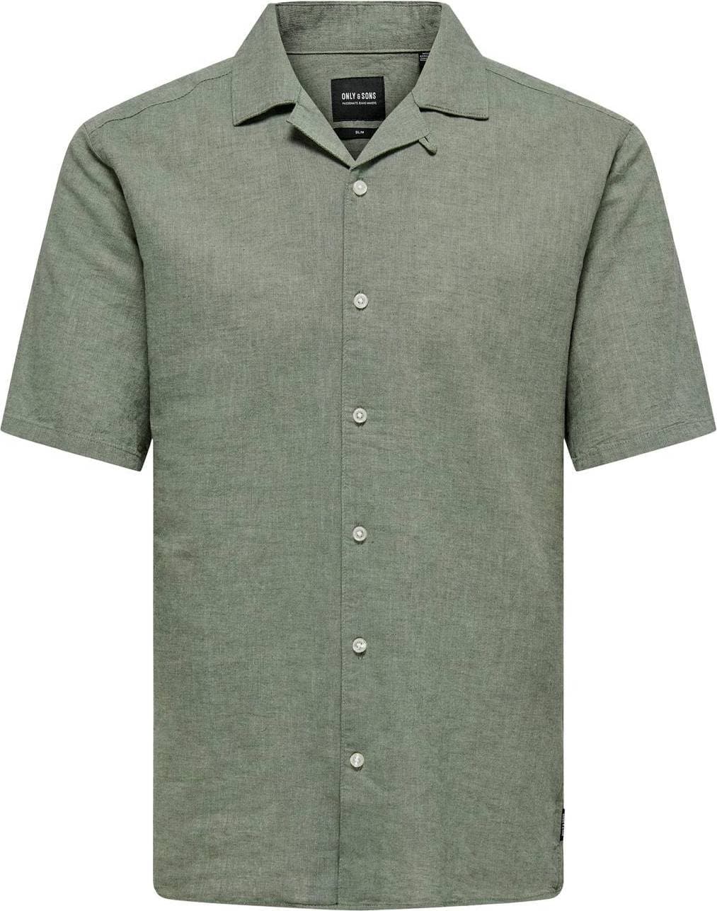 Only & Sons Caiden Slim Fit Resort Collar Shirt - Green/Swamp