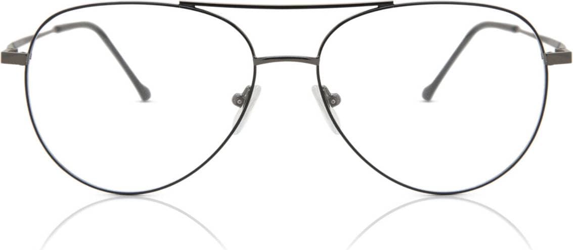 SmartBuy Collection Oversized Halv Ram Metall Svarta Glasögon Män Blåa Light