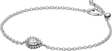Pandora Sparkling Pear Halo Chain Bracelet - Silver/Transparent