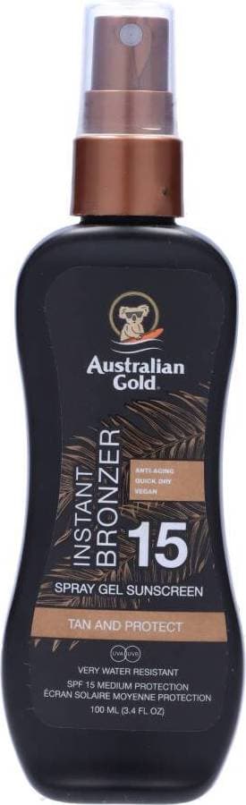 Australian Gold Instant Bronzer Spray Gel Sunscreen SPF15 100ml