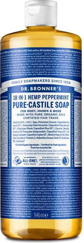 Dr. Bronners Pure-Castile Liquid Soap Peppermint 946ml