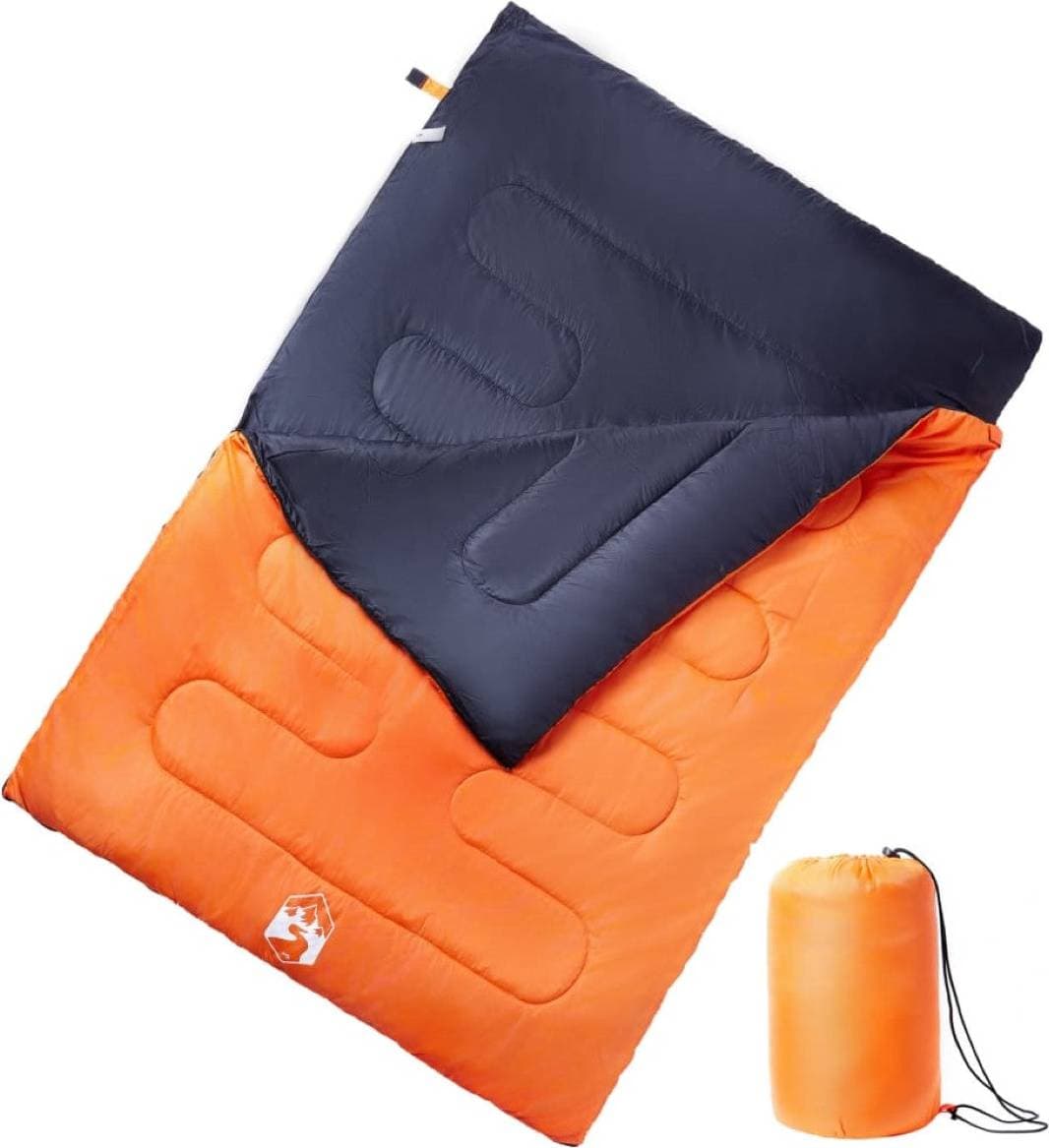 vidaXL Double Sleeping Bag with Pillows for Adults Camping Hiking 3-4 Seasons