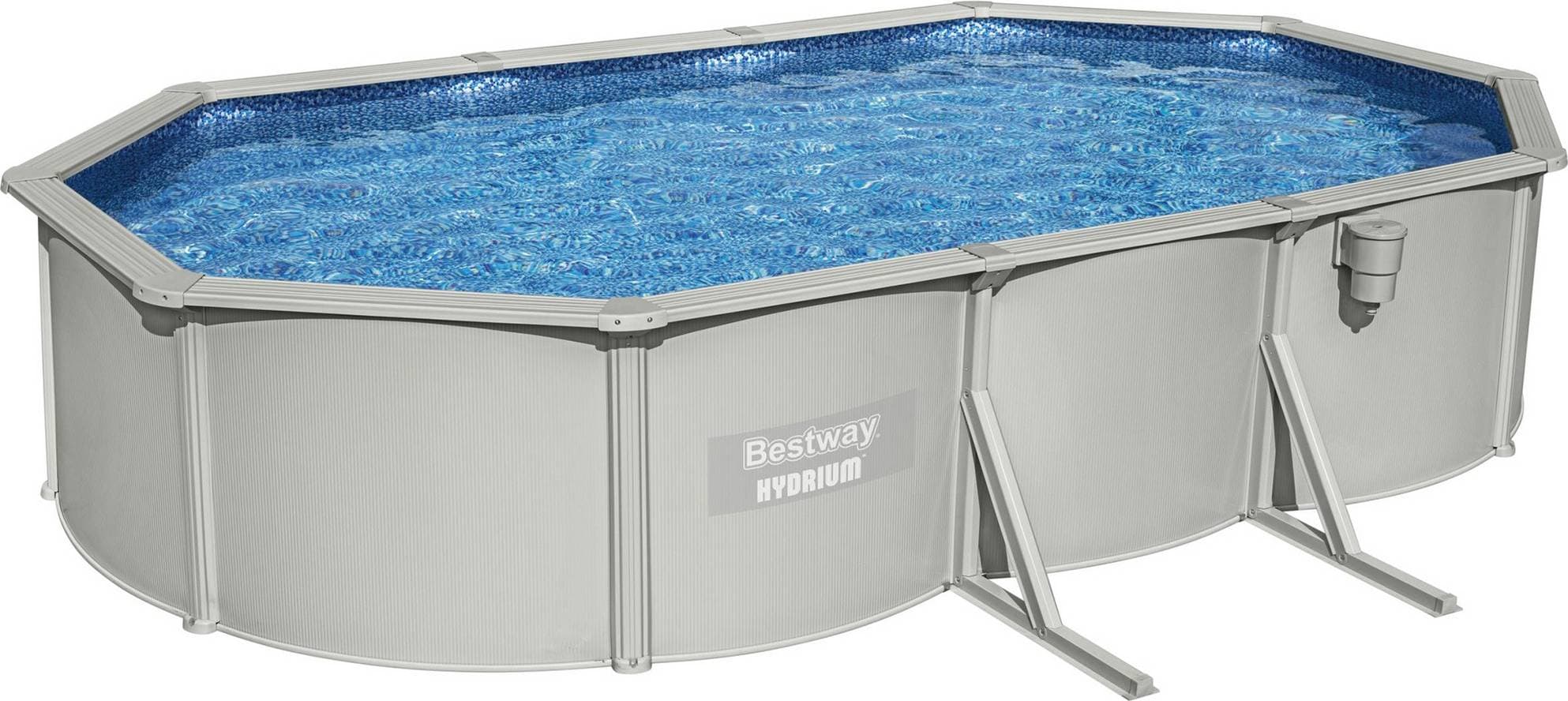 Bestway Hydrium Stålväggspool Oval 6,1x3,6m Grå